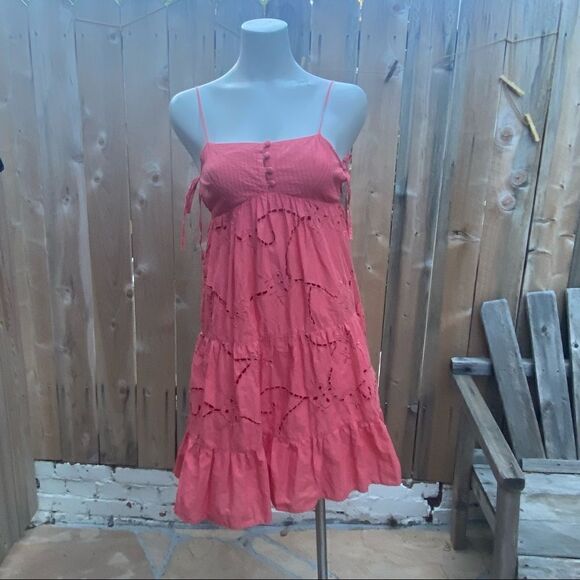 Ben Sherman eyelet coral mini dress size xs - Picture 1 of 13